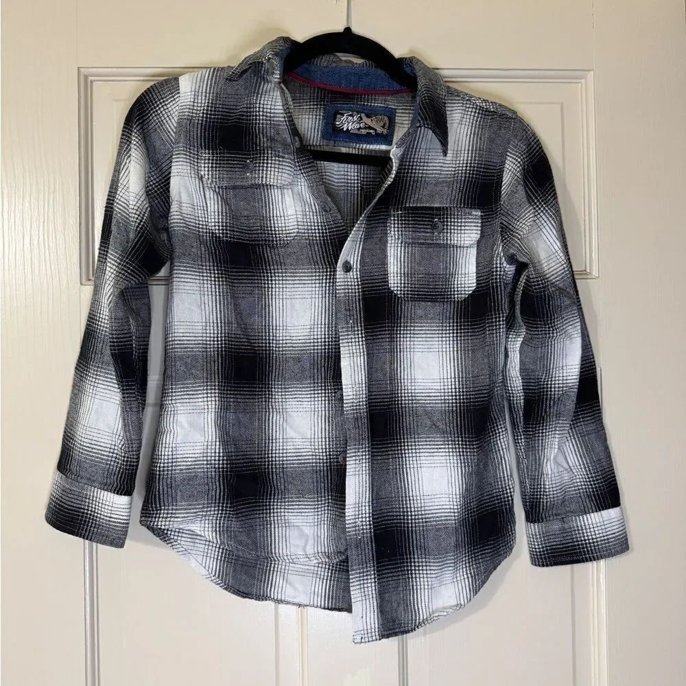 Kids Boys First Wave Collared Buttom Down Shirt Sz 10/12